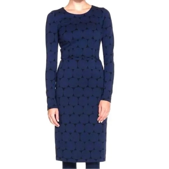 BODEN Geometric Polka Dot Print Ponte Knit Mod Sheath Dress Size 14L 14 Long - Picture 1 of 14